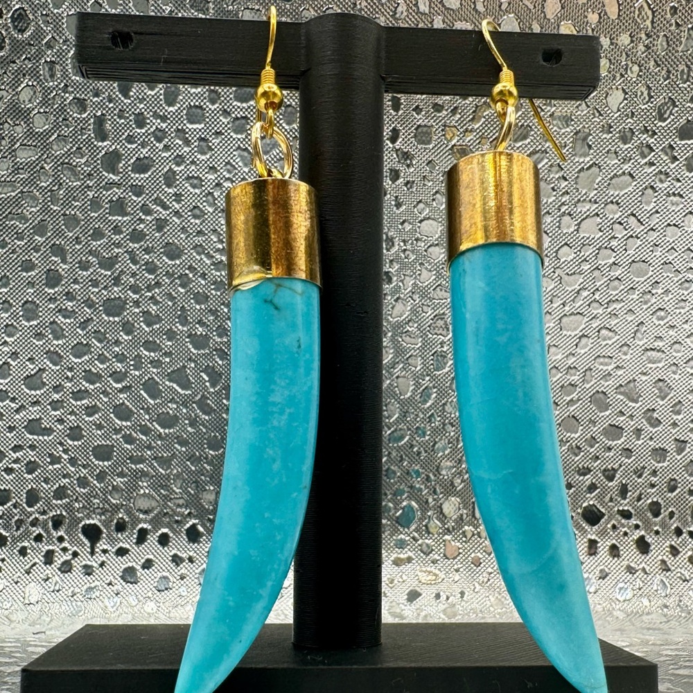 Gold and Turquoise Horn Earrings